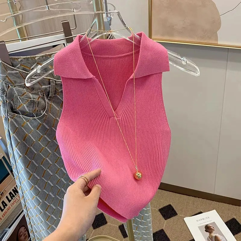Tank Top Ribbed - Women's Rose Ribbed Knit Tank Top