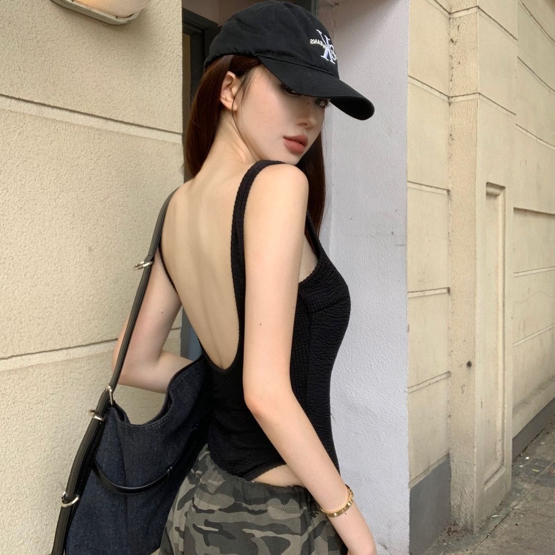Black Strappy Bodysuit Sexy Ba - огляд і ціна Tank Top Ribbed