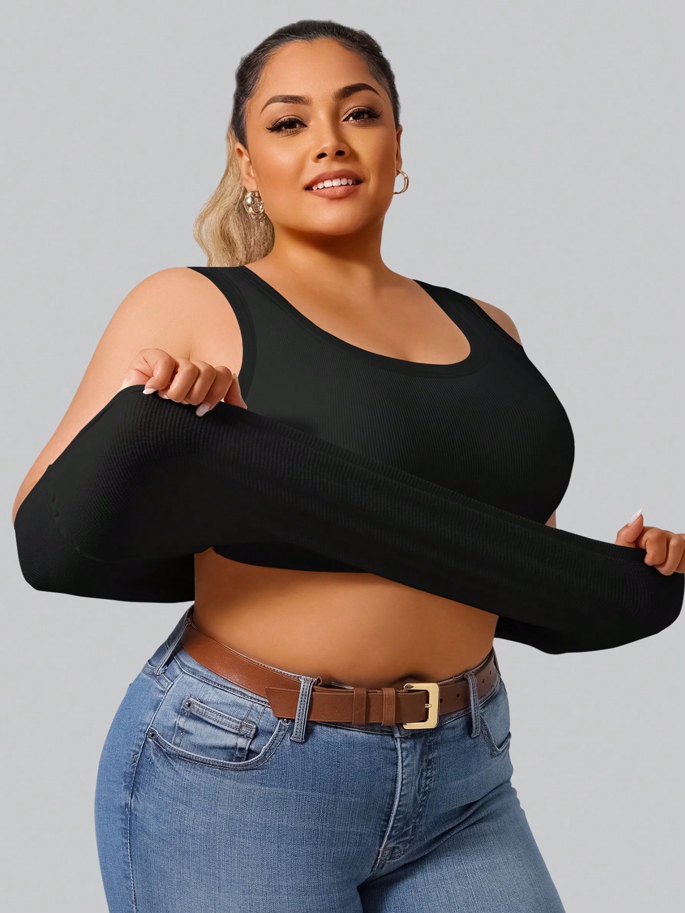 Plus Size Women's High Stretch - огляд і ціна Tank Top Ribbed